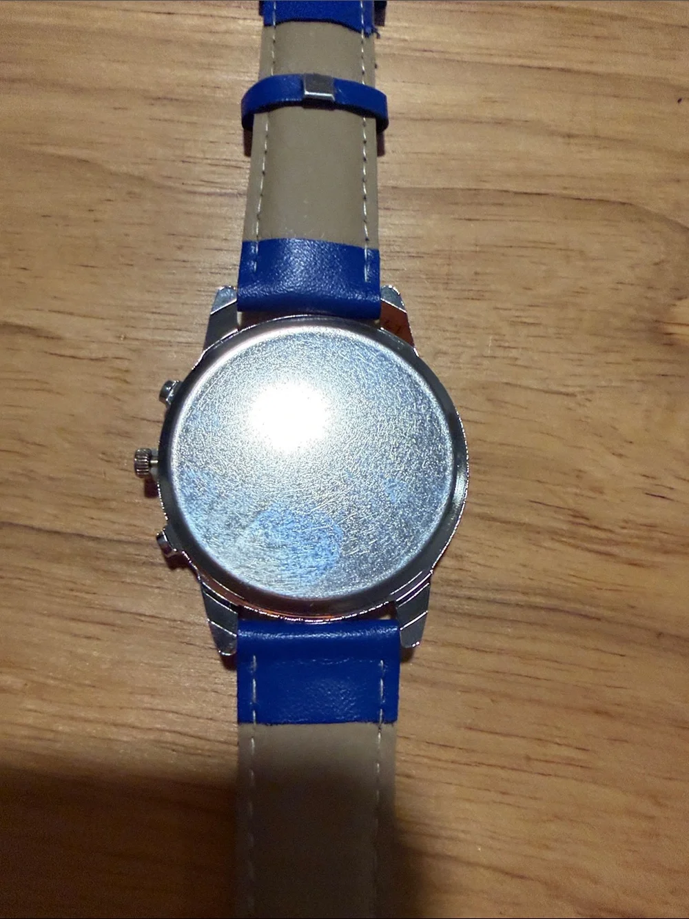 Source Unknown Blue Leather Strap Chronograph Watch needs battery